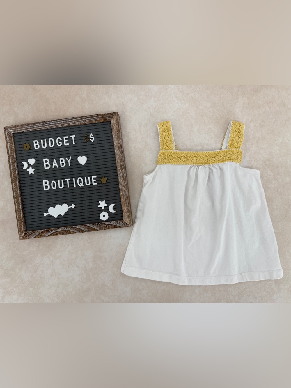 Janie and Jack White Top with Yellow Crochet Detail